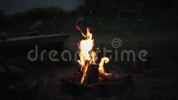 篝火在晚上点燃视频的预览图