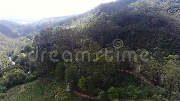 斯里兰卡靠近河流的山上的道路鸟瞰图视频的预览图