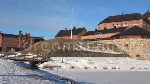 古要塞全景监狱哈梅林纳三月清晨芬兰视频的预览图
