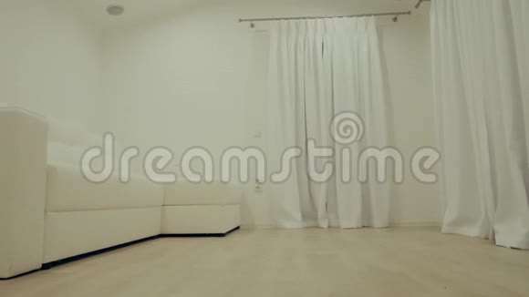 带沙发的白色房间客厅内部斯堪的纳维亚的室内设计视频的预览图