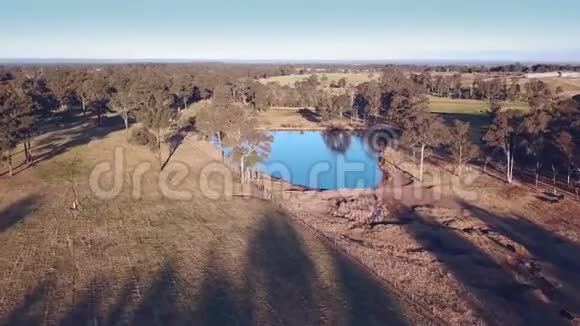 澳大利亚灌木丛中田园风光上的日落阴影视频的预览图