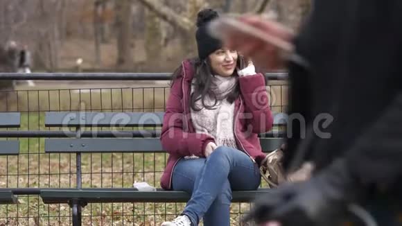在冬日的纽约中央公园度过美好时光视频的预览图