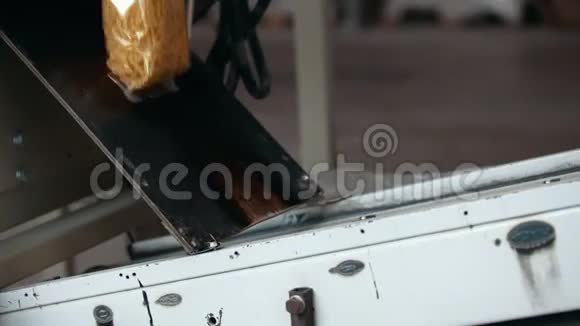 一家意大利面食厂的工人从传送带上捡起通心粉袋视频的预览图