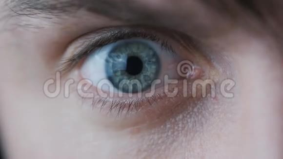 男性眼睛的特写瞳孔缓慢地缩小视频的预览图