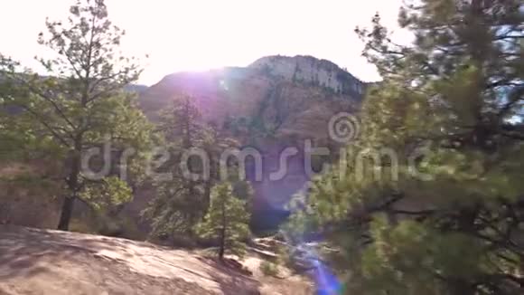 从车上看峡谷岩石和树木视频的预览图