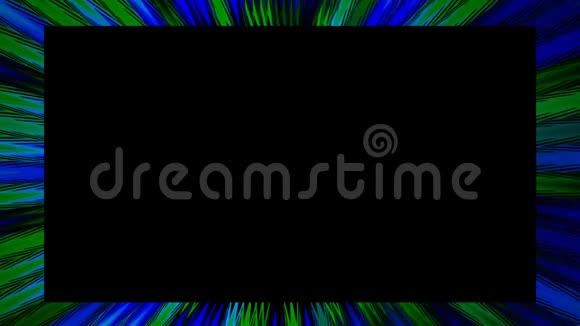 抽象设计中的视频帧绿色和蓝色光线在黑色背景上移动视频的预览图