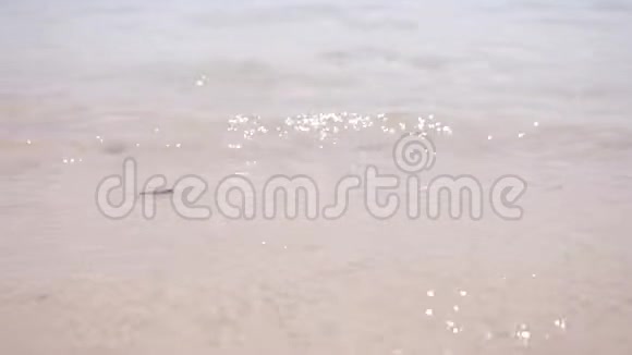 柔软的海浪在沙滩上特写透明水和白沙视频的预览图