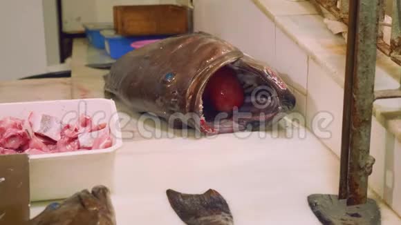 休达市场鱼店鲜鱼景观视频的预览图