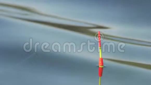 捕鱼时水面浮子的特写视频的预览图