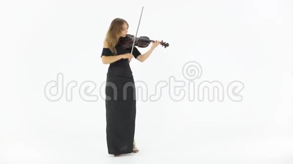 穿黑色长裙拉小提琴的女孩视频的预览图