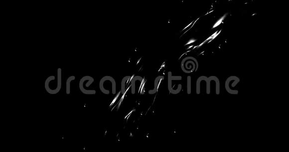 抽象的黑色流动黑色背景上的油液纹理数字三维动画循环4K视频的预览图
