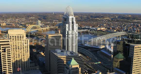 俄亥俄州辛辛那提市4K的宽阔鸟瞰图视频的预览图