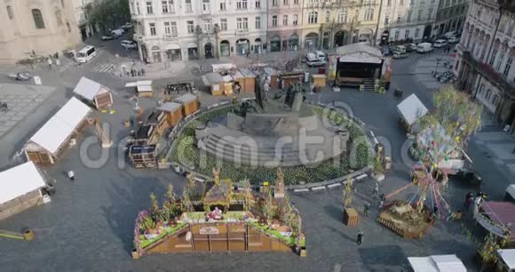 旧城区广场星光大道圣诞布拉格空中景观视频的预览图