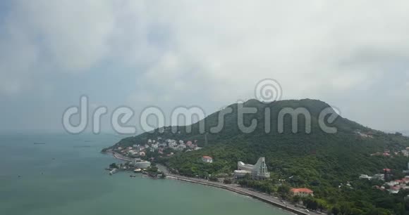 越南VungTau亚洲东南亚4k无人驾驶飞机镜头美丽的景色建筑物度假村海岸线海洋视频的预览图