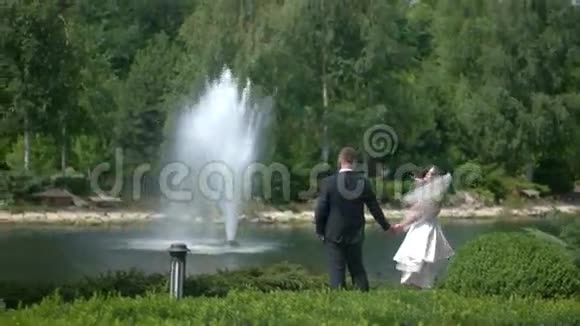 在喷泉附近结婚视频的预览图