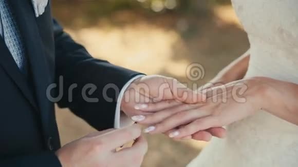 新郎新娘戴着戒指视频的预览图