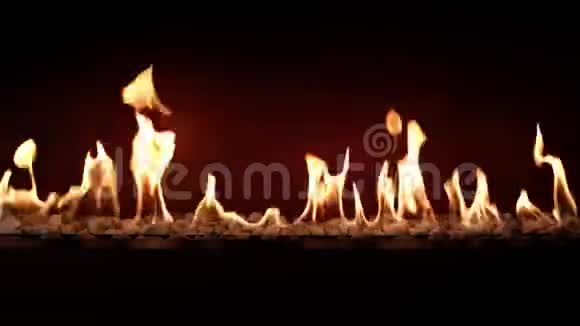 可爱的大气令人满意的接近木炭燃烧缓慢与橙色火焰在舒适的原木壁炉视频的预览图