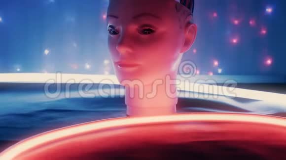 未来控制论人工智能技术机器人头部电缆视频的预览图