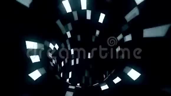 3D白蓝图像Fi恐怖智能隧道VJ循环运动背景视频的预览图