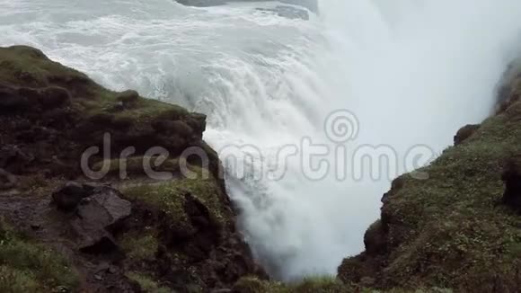 海鸥瀑布的全景冰岛美丽的自然视频的预览图