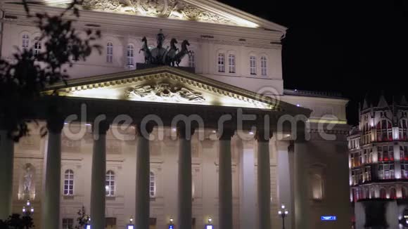莫斯科博肖剧院建于1776年立面灰泥造型和雕像4K视频的预览图