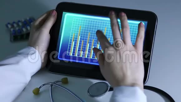 免疫学家比较研究数据观看平板电脑的视频演示视频的预览图