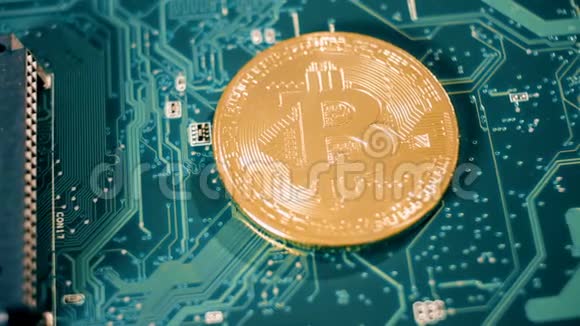 比特币硬币和电子背景视频的预览图
