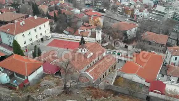 复兴普罗夫迪夫老城区令人惊叹的建筑鸟瞰图视频的预览图