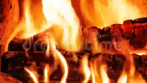 壁炉里燃烧的原木视频的预览图