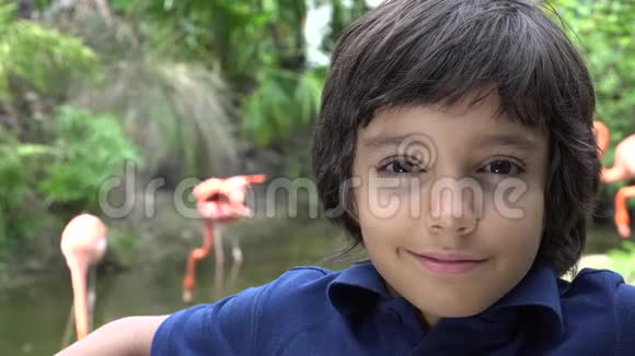 普雷特恩西班牙男孩在动物园微笑视频的预览图