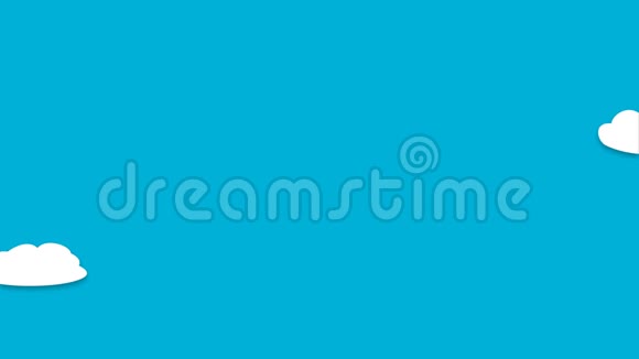 蓝色背景的随机卡通云漂浮动画视频的预览图