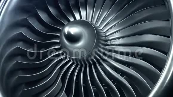 3D射流发动机近距离观看射流发动机叶片4k动画视频的预览图