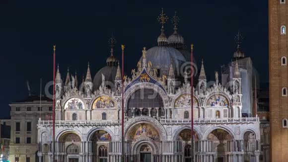 圣马可夜时光的基底它是罗马天主教威尼斯大主教管区的大教堂视频的预览图