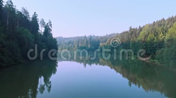 斯瓦比亚森林中赫伦巴赫湖的鸟瞰图视频的预览图
