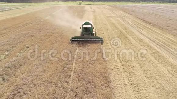 秋收小麦收割机联合航拍视频的预览图
