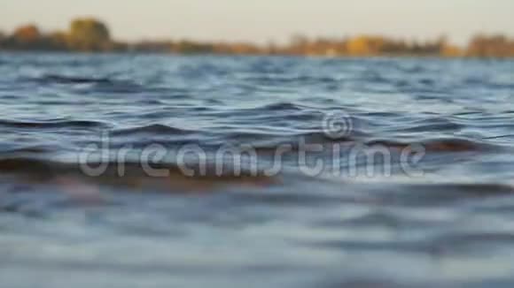 湖景和低岸的波浪视频的预览图
