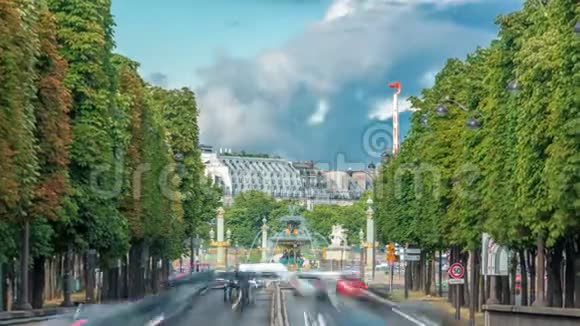 巴黎美丽的协和广场著名的方尖碑喷泉名为FontainedesFleuves巴黎视频的预览图