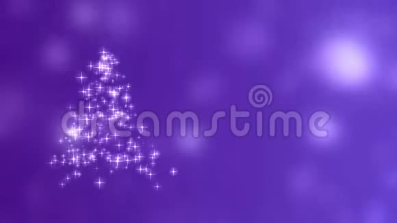 雪花星灯以紫色的波克背景汇聚成圣诞树视频的预览图