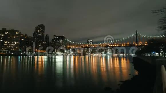 纽约市时间推移夜晚天际线曼哈顿摩天大楼视频的预览图