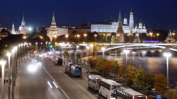莫斯科克里姆林宫的夜幕降临视频的预览图