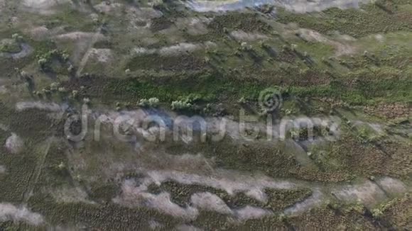4kDzharylhach岛沙地海岸带褐色湿地空中射击视频的预览图