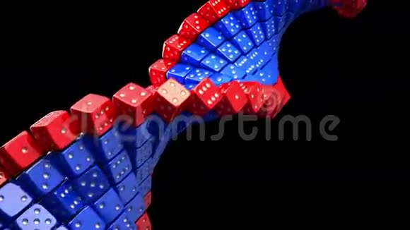 幻想DNA螺旋由游戏骰子在黑色背景进化过程中病毒的变化和遗传密码的修改视频的预览图