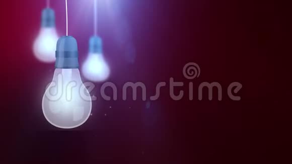 发光的灯泡掉下来挂在红色的绳子上视频的预览图