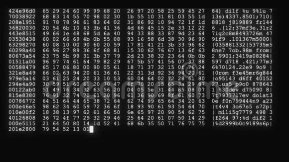 加密快速长时间滚动编程安全黑客代码数据流在黑白显示新质量视频的预览图