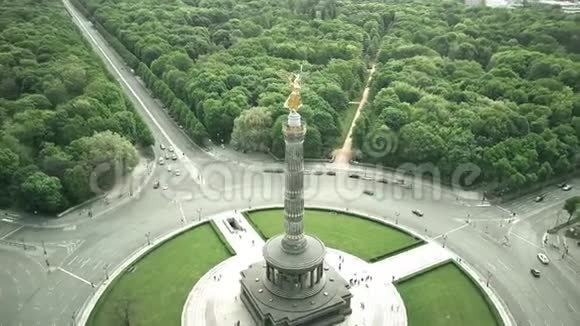 柏林胜利柱空中射击德国城市主要旅游景点视频的预览图