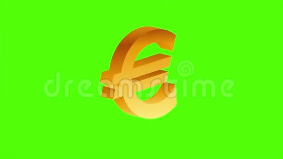 绿色屏幕欧洲标志货币符号循环黄金视频的预览图