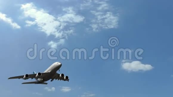 世界上最大的空中客车A380在4K的多云天空中攀爬视频的预览图