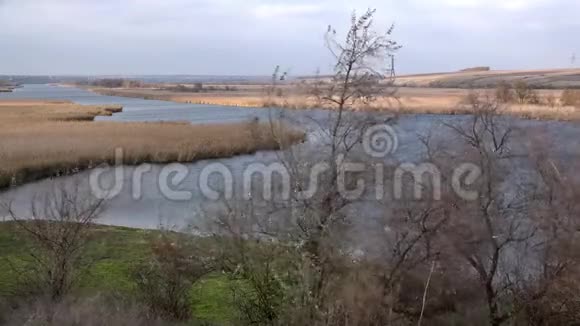 河上的风天气河的全景视频的预览图