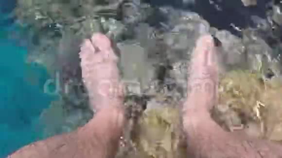 在码头的海水中浸脚视频的预览图