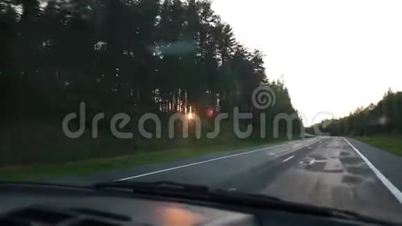 汽车沿着森林道路行驶视频的预览图